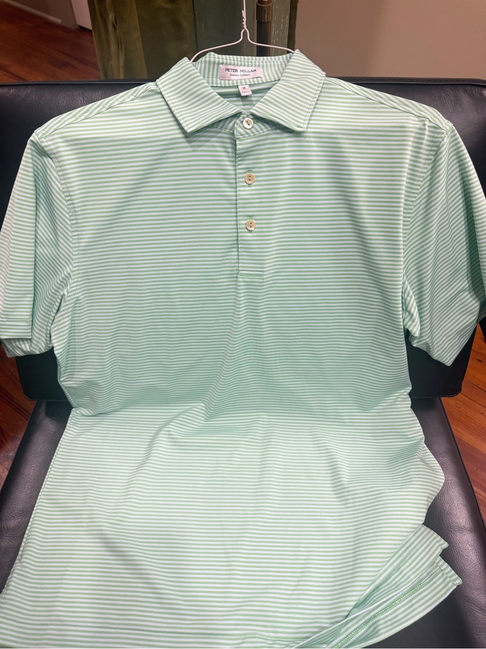 Peter Millar Light Mint Striped Performance Polo